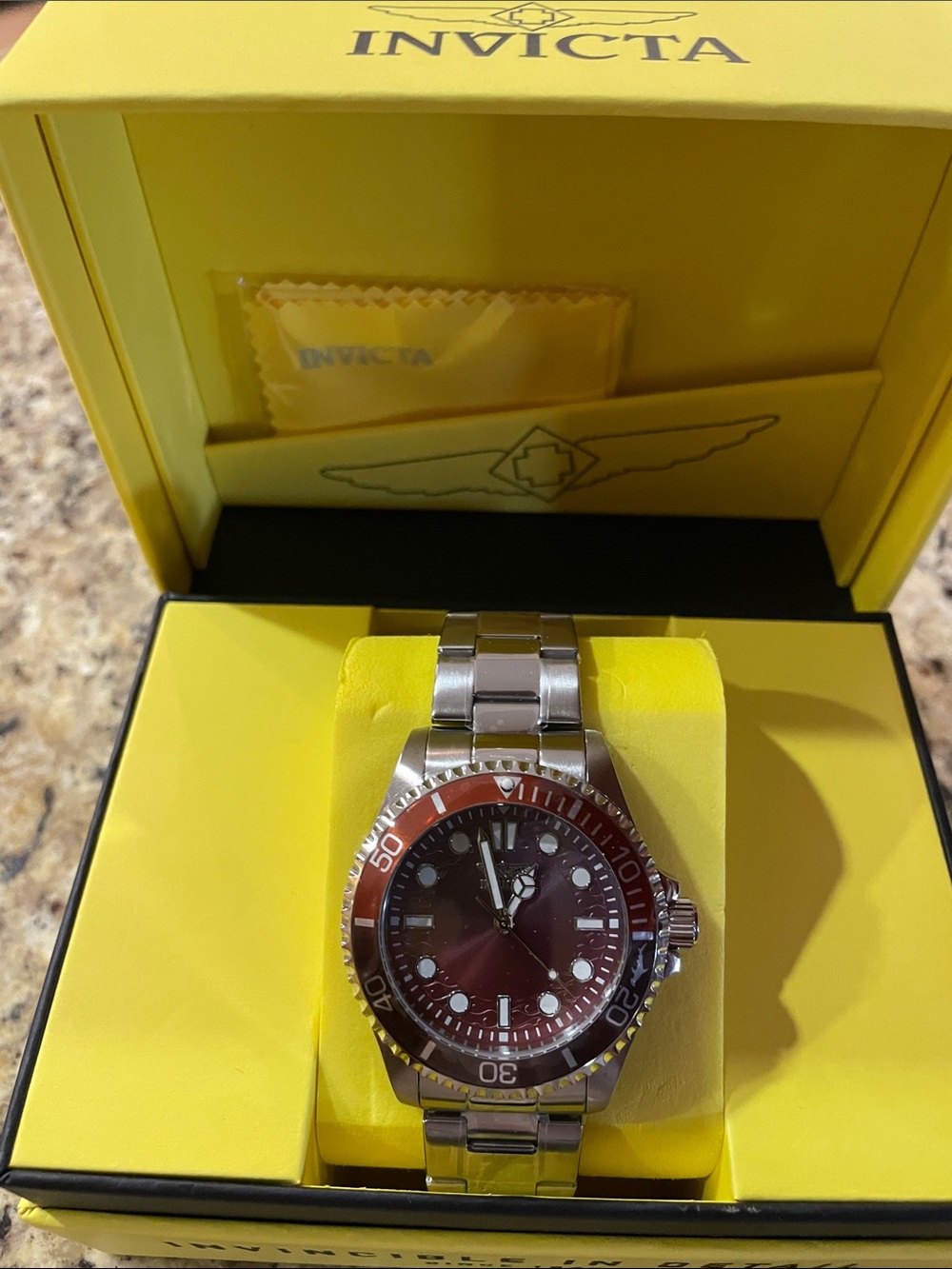 Invicta Pro Diver Men's Stainless Steel Watch with Brown Dial and Bezel